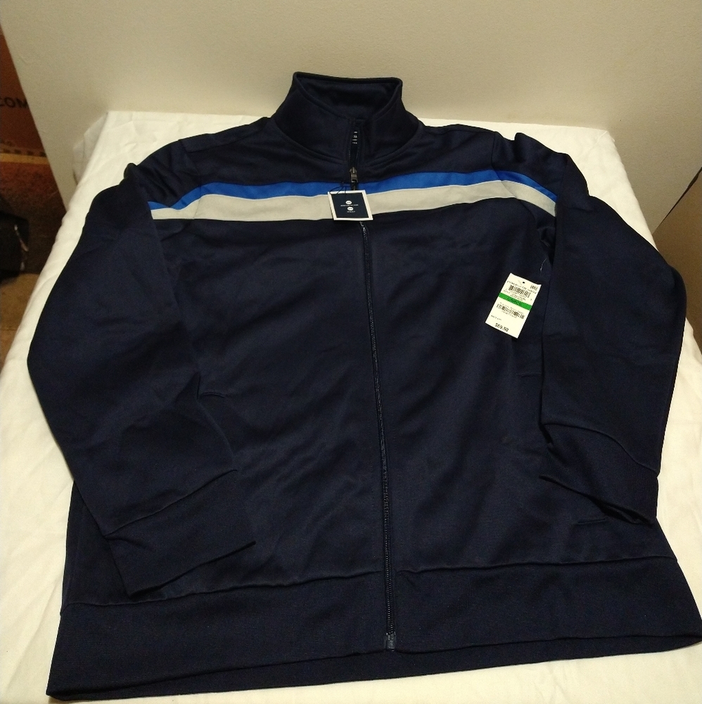 Club Room Blue Crossbody Stripe Track Jacket - Picture 10 of 12